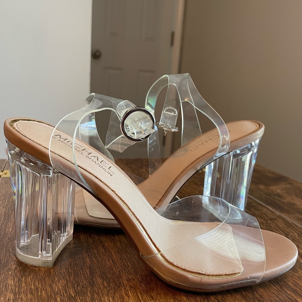 Strappy, clear heels
